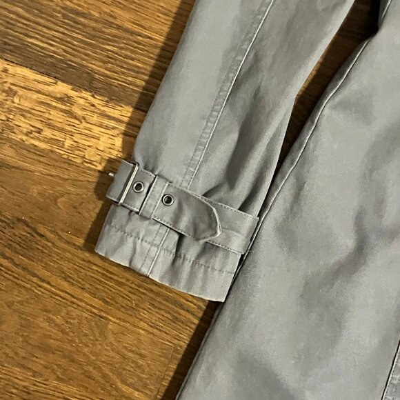 Divided H&M fitted gray twill Autumn Y2K retro vintage trench coat jacket XS 2 - Picture 8 of 9